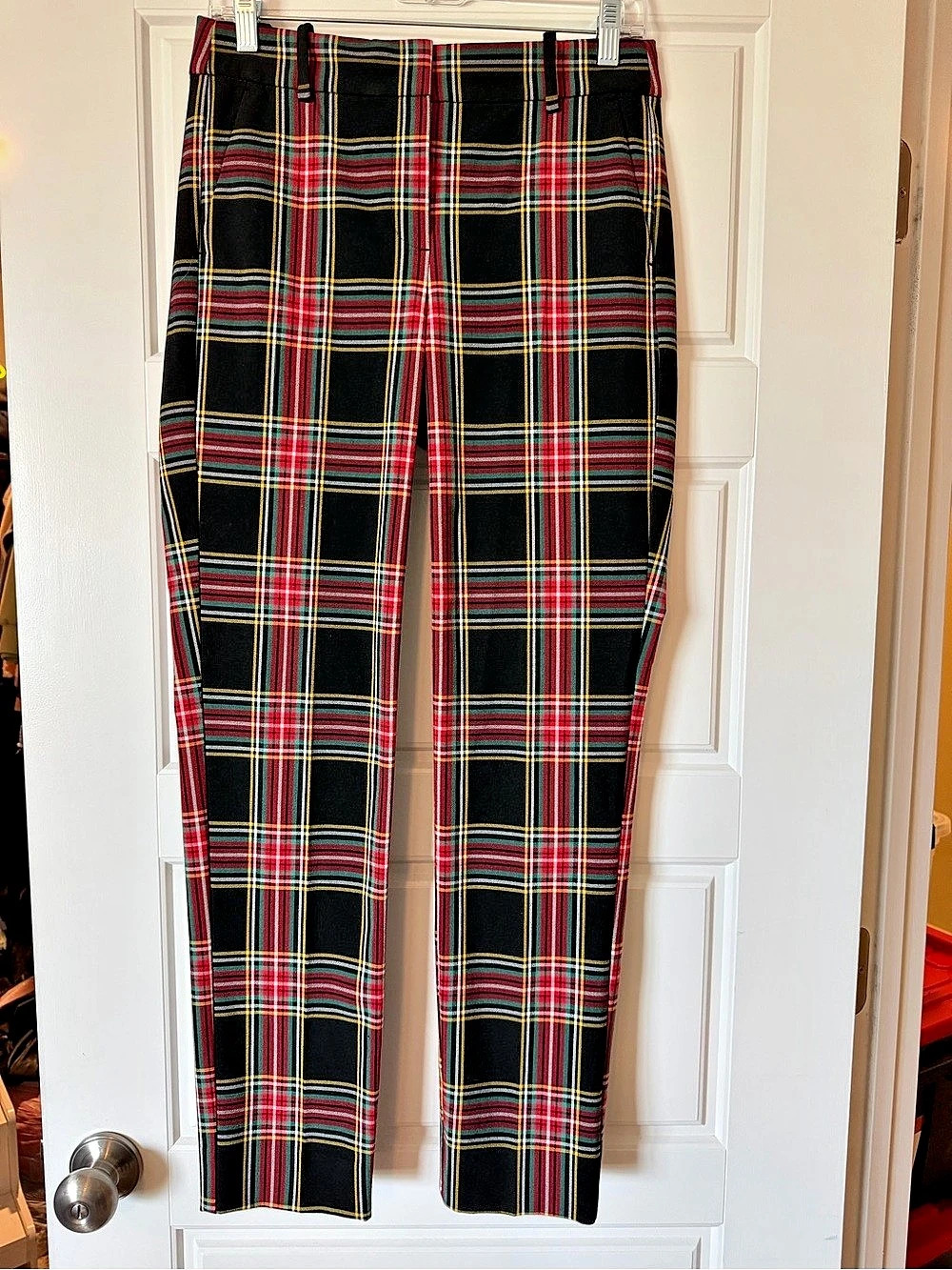 J.Crew Ruby Full-Length Pant Plaid Full-Length Pants in Black & Red Size 2